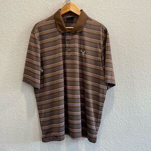 Cleveland Classics Brown & Blue Stripe Athletic Golf Polo Size XL